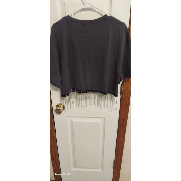 Pink Dinosaur Wild West Embellished Crop Top Size L Baevely Grey Pink - Picture 7 of 8